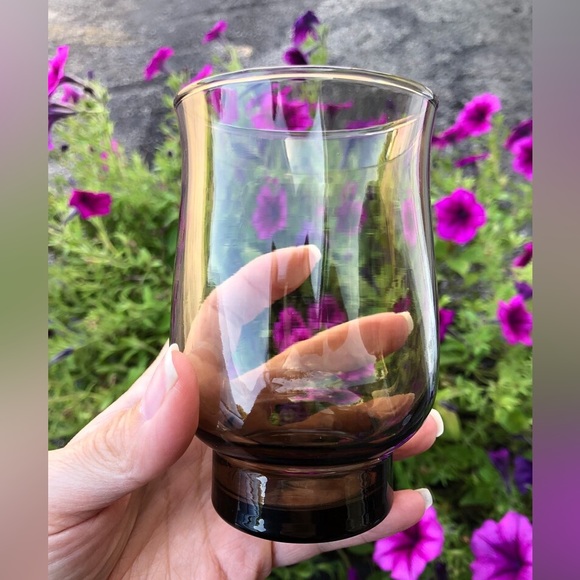 Dominion Glass S/4 Vintage Smokey Brown tumblers Vtg barware kitchenware Retro🤎 - Picture 8 of 11